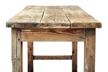 Poster - A simple wooden table placed on a clean and pure white floor, great for various settings