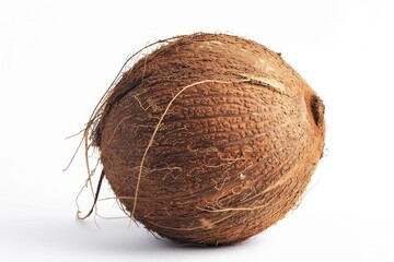Poster - A single coconut on a clean white surface, ideal for decorative or product use