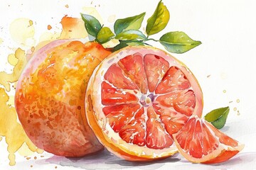 Poster - A juicy grapefruit cut in half, revealing its segments and membranes