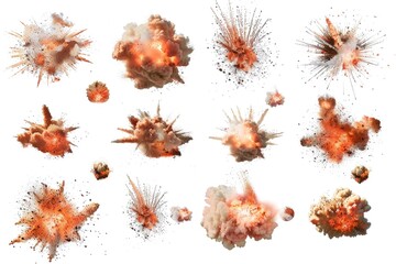 Poster - Explosions in the air from various types, with colors and smoke