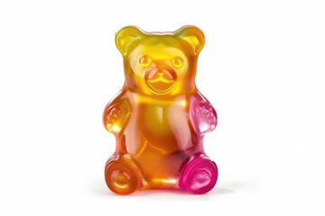 Poster - A single gummy bear sitting on a white surface
