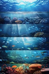 Poster - A large group of fish swimming together in the ocean