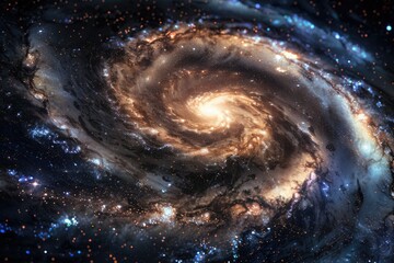 Poster - A stunning image of a spiral galaxy with numerous stars and celestial bodies