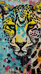 Leopard Portrait: Vibrant Urban Art