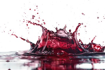 Poster - A close-up shot of a splash of red liquid on the surface of calm water