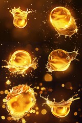 Poster - Close-up shots of liquids splashing on a dark surface