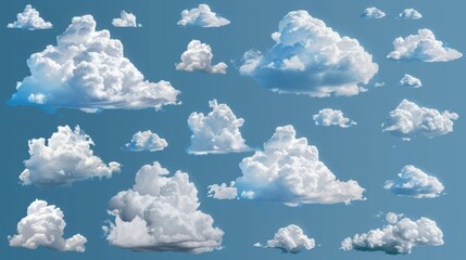 Poster - A collection of white clouds drifting lazily across the blue sky