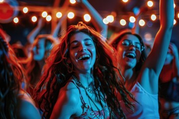 Wall Mural - Group of women enjoying themselves at a lively party