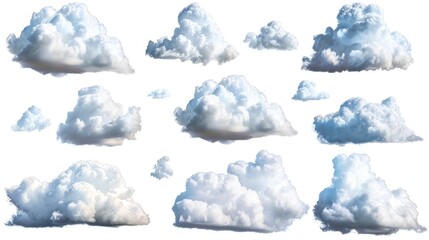 Poster - A cloudy sky with big, fluffy white clouds drifting lazily across the blue expanse