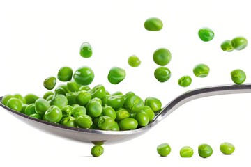 Canvas Print - Fresh green peas arranged on a clean white surface