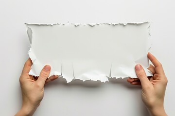 Aufkleber - Two hands holding a piece of white paper, suitable for presentation or writing