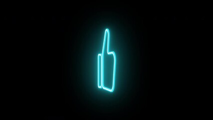 Wall Mural - Neon thumb up animation, rotation around vertical axis. Glowing neon 3D Like hand icon, looped spin. Approval hand, ok, Like finger, good feedback, recommend, true choice. Azure, blue, violet colors