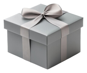 Wall Mural - PNG Elegant gray gift box with satin ribbon decoration