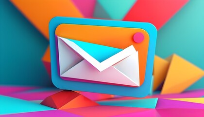 Bold Geometric Abstract Email Icon Against a Dynamic Background