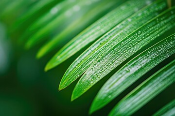 Wall Mural - Close-up of a tropical leaf with rich green hues and intricate textures