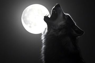 Poster - wolf howling at the moon