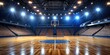 © Chanchai - Close-up NBA arena shot from low angle showing empty seats and bright lights