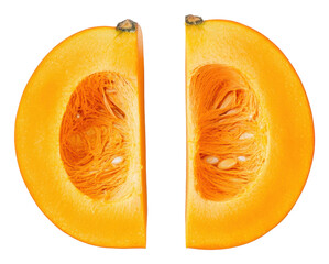 Wall Mural - PNG Fresh orange squash halves on white