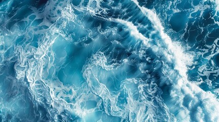 Poster - Intricate blue water waves swirling gracefully Close-up photo with clean background