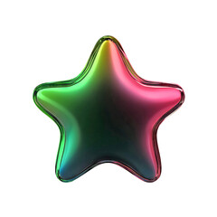 Multicolored glass-like star with vibrant reflections, abstract shiny object for creative design and decor, png