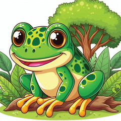 Cute Tree Frog Vector Cartoon illustration