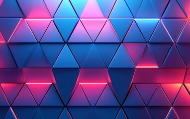 Futuristic, High Tech, colored background, with a triangular block structure. Wall texture with a 3D triangle tile pattern. 3D render 