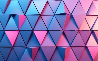 Futuristic, High Tech, colored background, with a triangular block structure. Wall texture with a 3D triangle tile pattern. 3D render 