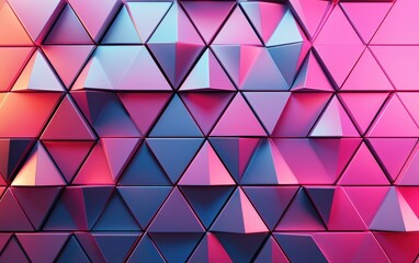 Futuristic, High Tech, colored background, with a triangular block structure. Wall texture with a 3D triangle tile pattern. 3D render 