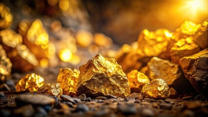 Wall Mural - Close-up shots of gold mining operations in a gold mine