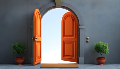 Wall Mural - Threshold of Possibilities: An Ajar Door Inviting Transformation and New Beginnings