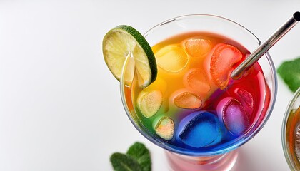 Wall Mural - Colorful cocktail on a white background