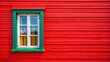 © Chanchai - Colorful red window and detail of house exterior with leading lines