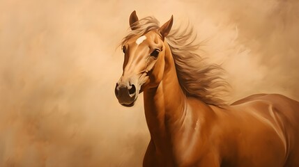 Poster - portrait of a horse on brown background.