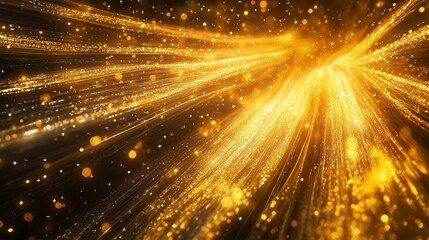 Poster - dynamic golden light trails sparkling against a dark background create a mesmerizing visual effect