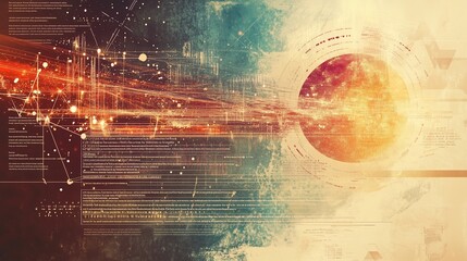 Poster - Abstract visualization of digital data flow and cosmic elements depicting the fusion of technology and the universe