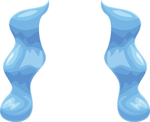 Poster - Two blue cartoon dripping slime with wavy shape flowing downwards on a white background