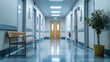 © Kitta Studio - A calm, serene corridor in psychiatric hospital with bench and plant