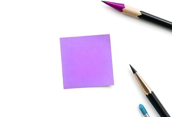 single blank purple post-it note isolated on a white background create with ai