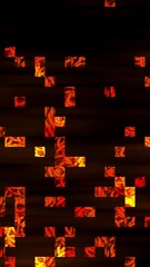 Poster - Fiery red orange squares with pixelated effect on a dark background, abstract autumn lights design