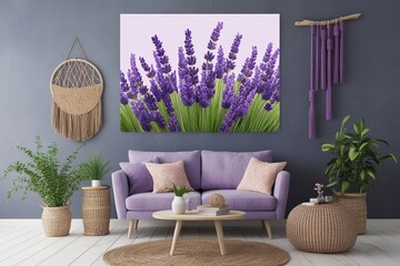 Bohemian Lavender Flower Wall Art for Botanical Home Decor in Soft Purple Tones