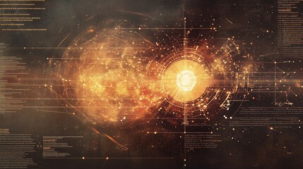 Wall Mural - cosmic explosion with radiant energy and digital elements in a space-themed design showcasing modern