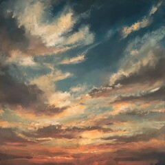 Vintage abstract nature sky with clouds background