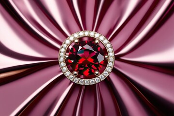 Luxurious Ruby Gem on Glossy Background with Rich Texture