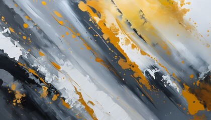 Wall Mural - Elegant abstract oil painting patterns in grey, gold, and white hues created with generative AI techniques