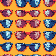 Bright, bold orange seamless pattern with sunglasses