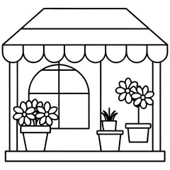 flower shop outline coloring book page line art drawing