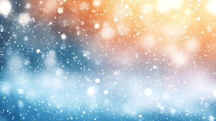 A soft, blurred snowfall background with a large, clear space for text