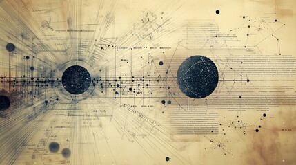 Wall Mural - astronomical research illustration showcasing celestial bodies and cosmic theories with intricate di
