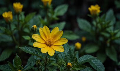 Wall Mural - beautiful flower with bee