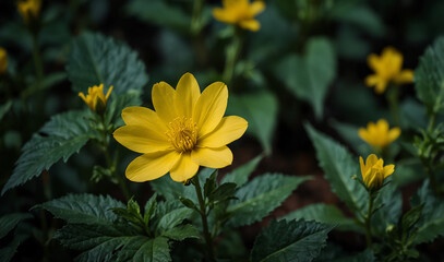 Wall Mural - beautiful flower with bee